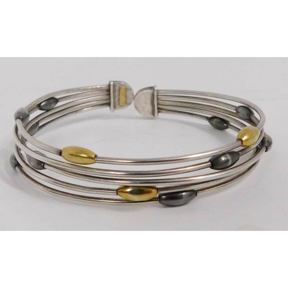 Gurham‎ .925 Tri Color Bead Smoota Bracelet 15.6g